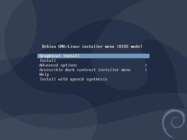 Debian installer boot menu