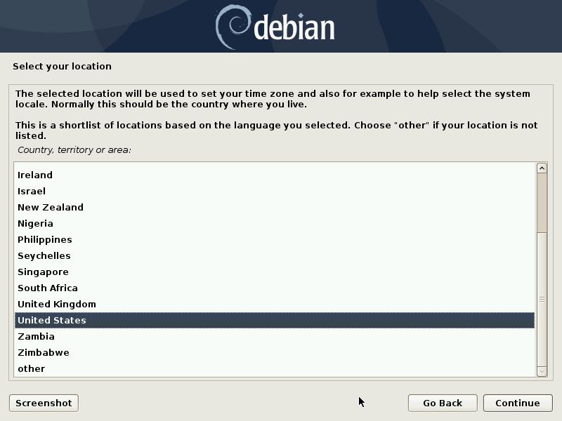 Debian location installer