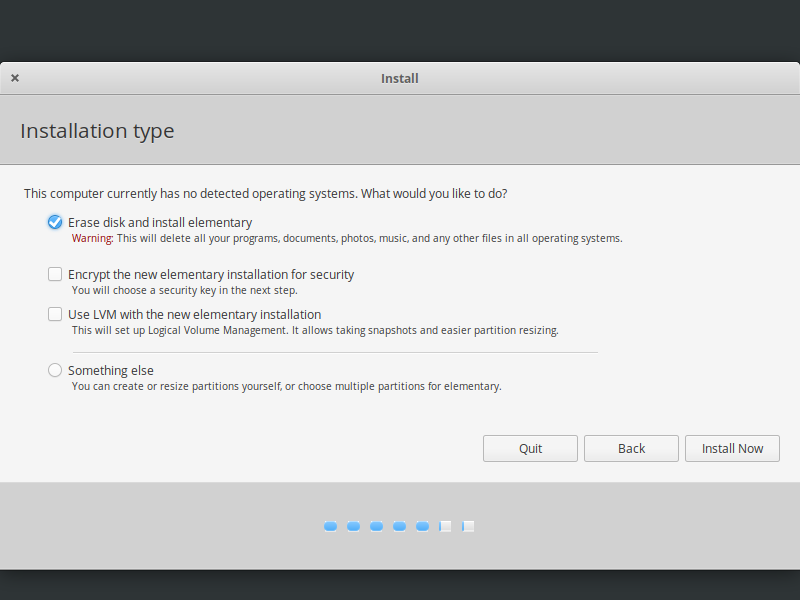 elementary os setup partition 