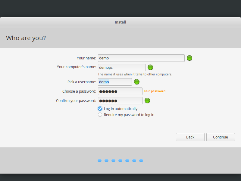 elementary os user setup installer