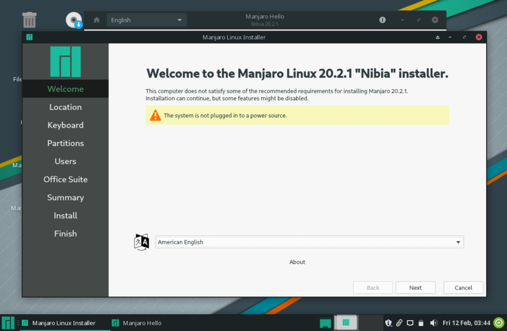 Manjaro 20.2.1 Nibia installer